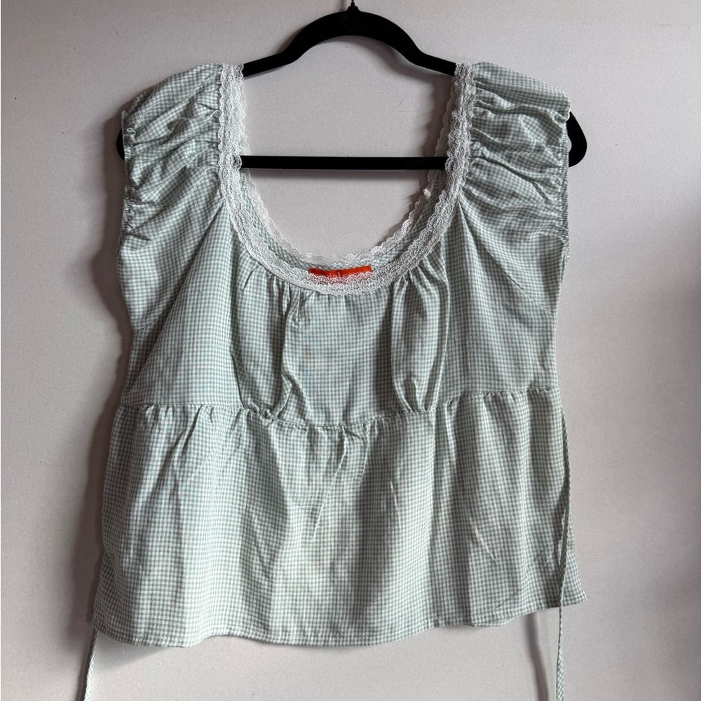Green Gingham Women's Top size medium